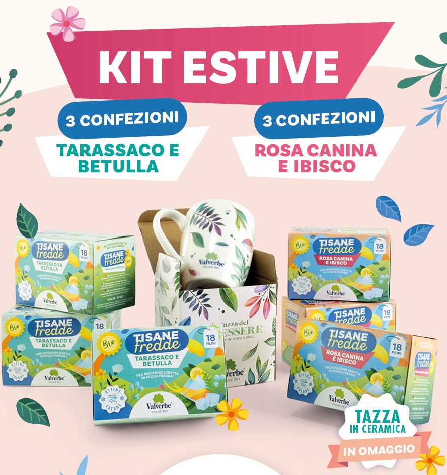 KIT TISANE FREDDE con TAZZA CERAMICA OMAGGIO VALVERBE