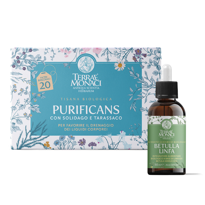KIT DRENANTE - tisana 30g-20Filtri + MACERATO IDROGLICEROALCOLICO BIOLOGICO BETULLA LINFA-50ml-Alcool 30% Vol