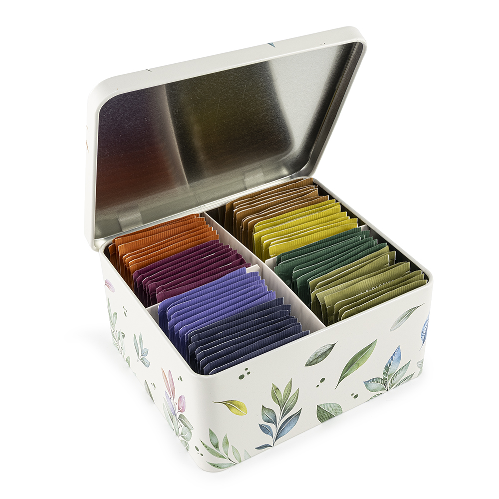 Filtri tisane biologiche assortite in elegante scatola in latta Valverbe